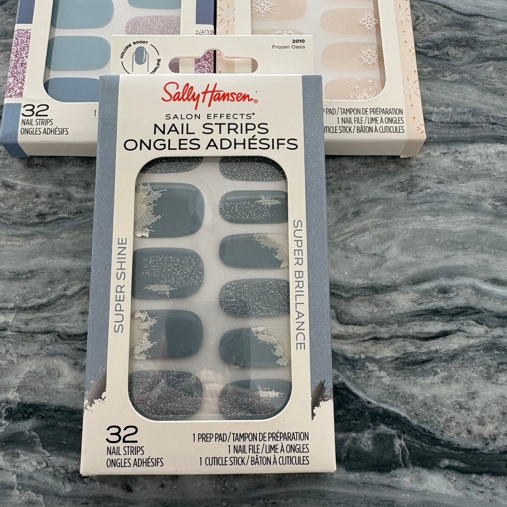 Sally Hansen Salon Effects Nail Strips 32ct Lot of 3 Powdered Sky Frozen Oasis - Picture 3 of 16